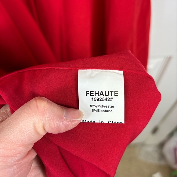 NWT Fehaute red asymmetrical ruffled boat neck sleeveless dress sz 4 - Picture 10 of 10